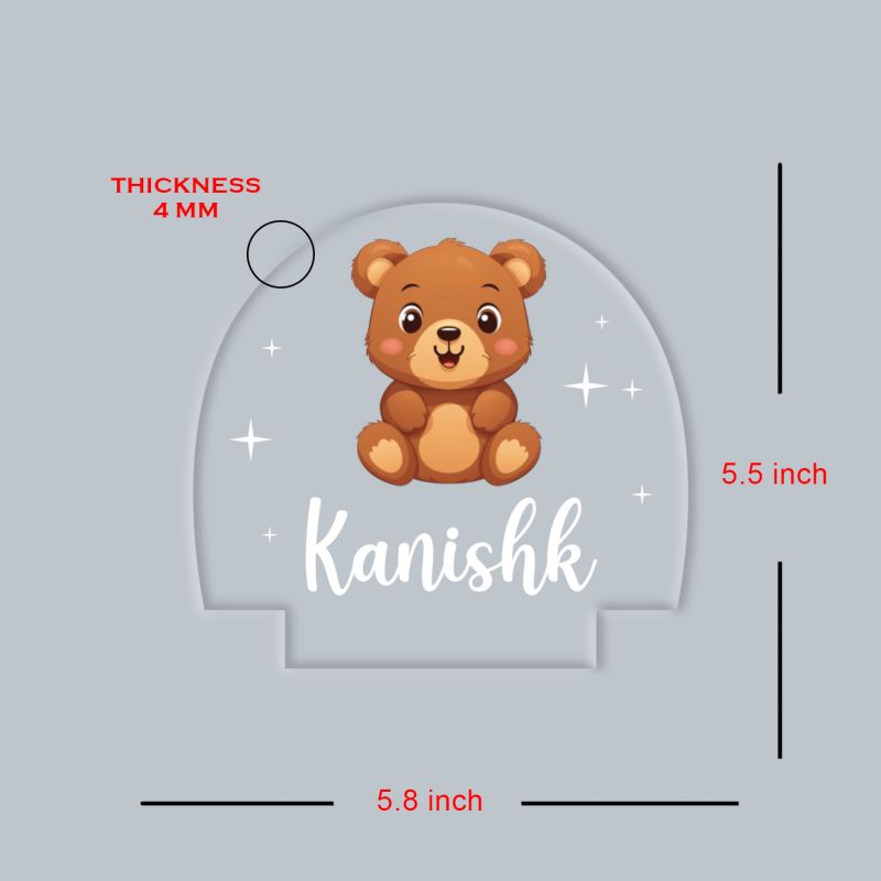 Personalized Cute Teddy Led Lamp Customized with Name Birthday Return Gift Kids Room Decor Light Gift for Girls and Boys Valentine's Day Gift Items Warm White Light